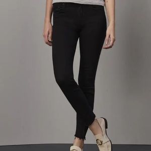 MOTHER Looker Frayed Hem Ankle Skinny